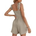 thumbnail image 6 of biudgviw Rompers for Women Tie Knot Strap Square Neck Short Jumpsuits Trendy Smocked Wide Leg Summer Beach Vacation Outfits, 6 of 6