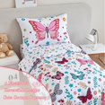 thumbnail image 3 of Ropa de cama PERFEMET para niñas pequeñas, 4 piezas, mariposas, rosas y florales, 3 of 7