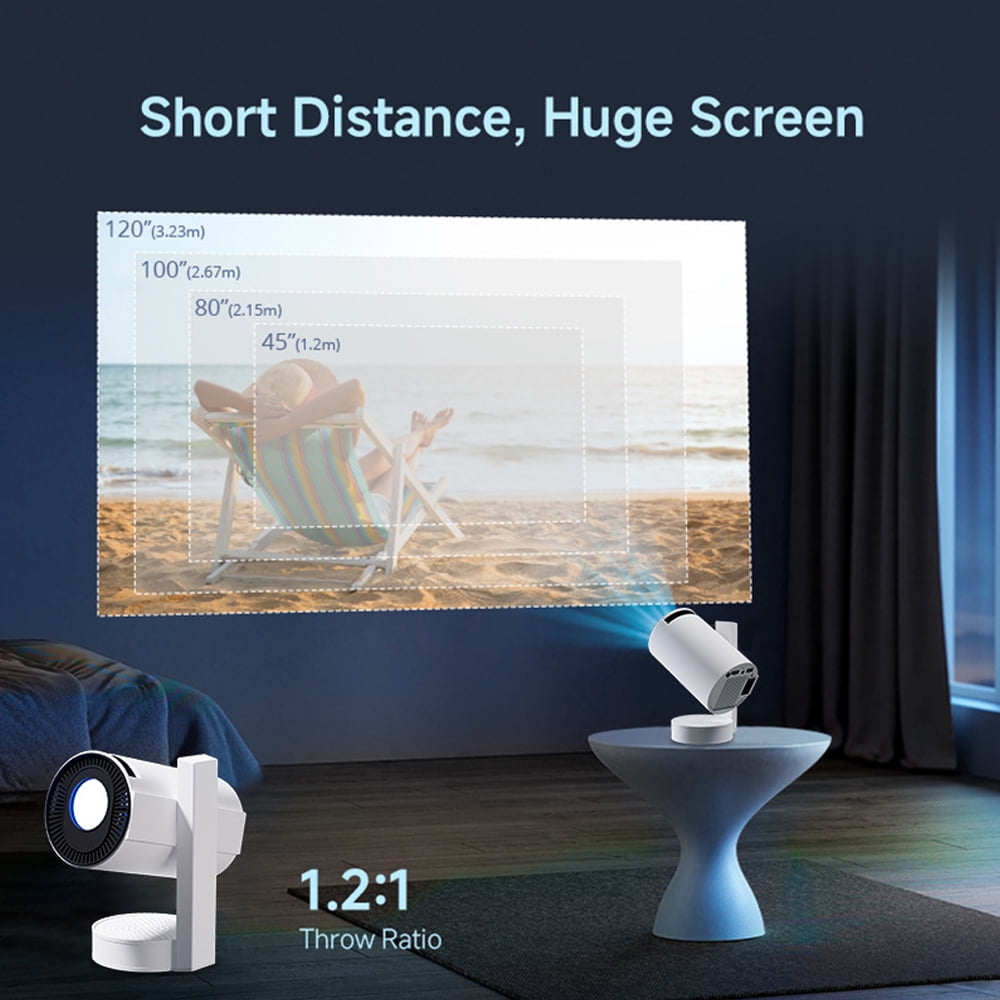 OnePi Portable Movie Projector 4K Support, Smart Projector with 270°Adjustable Telescopic Stand,Auto Keystone Mini Projector, 5G WiFi Blueooth Home Theater Projector