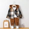 thumbnail image 6 of Quealent Toddler Boys Clothes Long Sleeve Flannel Plaid Button Shirt +Cargo Pants 2 Pcs Fall Winter Kids Outfits Set Coffee for Size 18-24 Months, 6 of 6