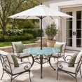 thumbnail image 2 of Round Outdoor Tablecloth with Umbrella Hole and Zipper, Teal Beach Coastal Tablecloth with Elastic Waterproof, Summer Nautical Starfish Shell Coral Vintage Patio Table Covers for 45" - 54" Tables, 2 of 9