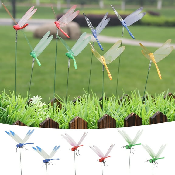 Artificial Dragonfly Pole Clips for Outdoors,Dragonfly Hat Clip On, Fake Dragonfly Pole Clip 3D Dragonfly Decor Gardening, Fake Dragonfly Clip,3D Dragonfly Garden Decorative Clips Easy to Use(12PCS)