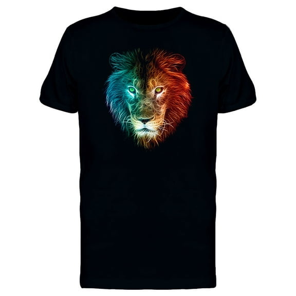 Blue Red Gradient Mighty Lion T-Shirt Men -Image by Shutterstock, Male 3X-Large