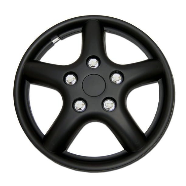 Set of 4 Matte Black Hubcaps 15" WSC028BB15 Hub Caps Wheel Skin Cover 15 Inches 4 Pcs Set
