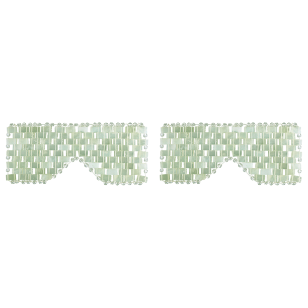Máscara de ojos de jade, máscara para dormir, antienvejecimiento para terapia de calor y frío (marfil)