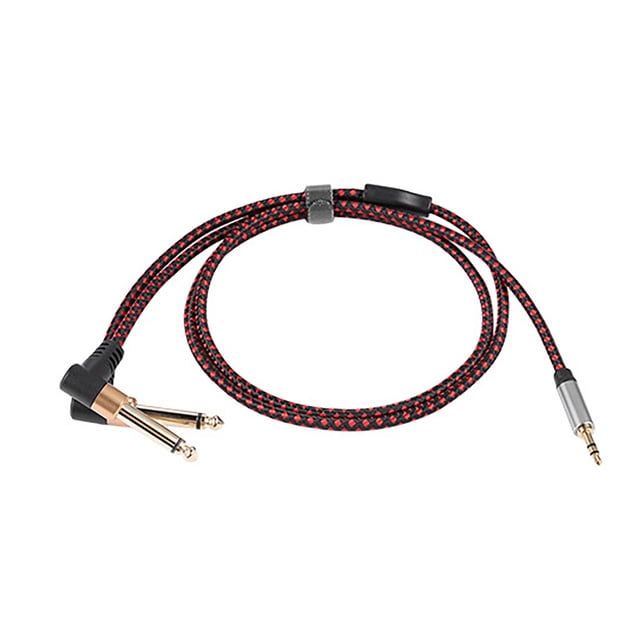 Audio Auxiliary Input Adapter Dual 6.5mm Elbow Audio Cable with RFI EMI for 6.5mm Interface Microphones
