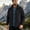 Black, variant on Men's Reversible Sherpa Fleece Jacket Stand Collar Full Zip Up Double Sided Polyester Blend Solid Color Long Sleeve Warm Winter Casual Coat Outerwear