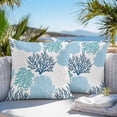 thumbnail image 2 of Outdoor Waterproof Pillow Covers Pack of 2, Coastal Ocean Coral Sea Blue Pink Theme Pattern Decorative Throw Pillowcases Cushion Covers for Garden Patio Tent Sofa Couch, 24x24 inch, 2 of 8