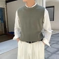 thumbnail image 4 of Chaleco de hombre negro, chaleco de cuello redondo, sin mangas, suéteres de punto azules para hombres, cuello redondo, oferta, primavera otoño, camiseta holgada, 4 of 5