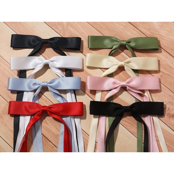 8pcs Bow Hair Clips for Women, Ribbon Bows with Long Tail, Bowknot Tassel Claw Clip Barrettes Bow, Hair Accessories for Women