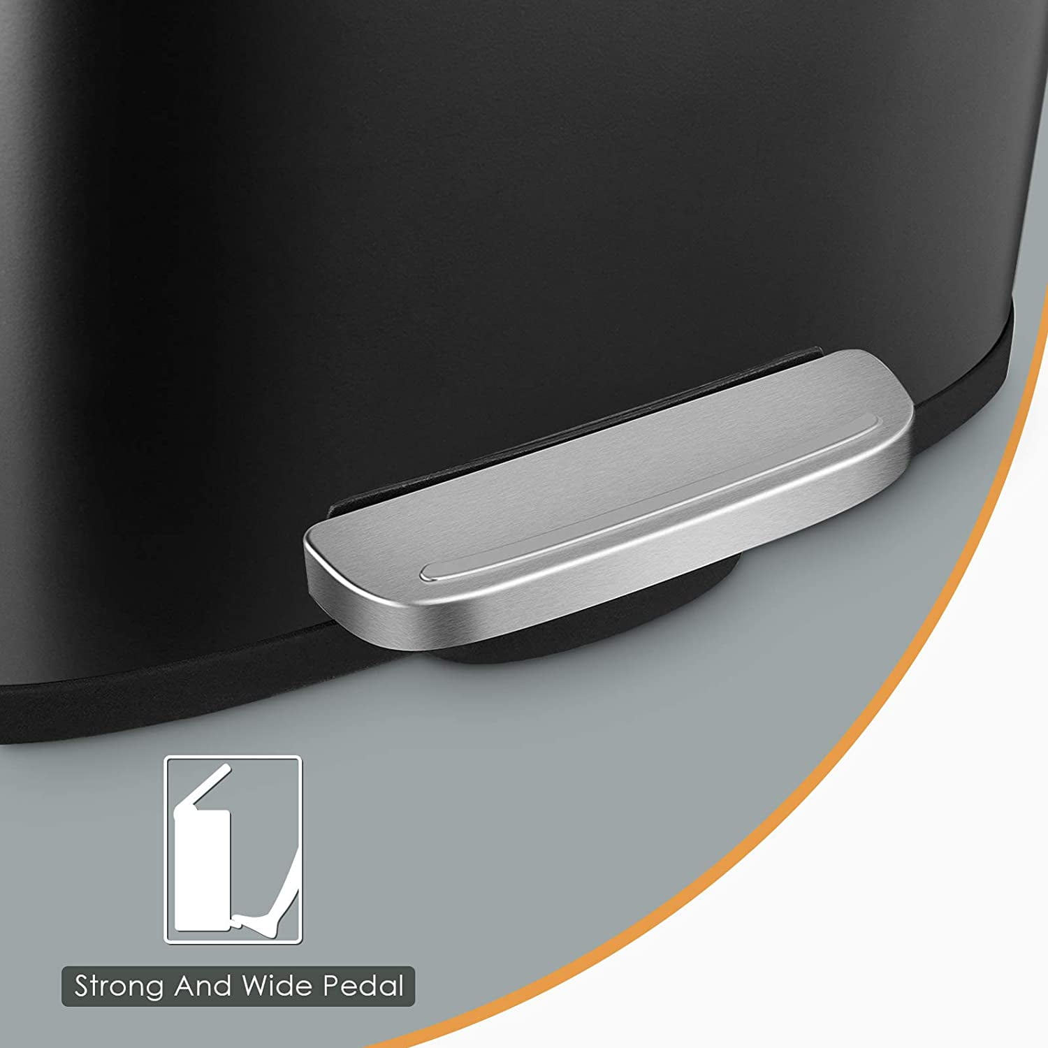 LAZY BUDDY 8 gal Stainless Steel Kitchen Trash Can, Step Garbage Can with Soft-Close Lid for Home