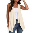 thumbnail image 7 of Nestiefly Sleeveless Vest for Women Summer Lightweight Casual Loose Fit Open Front Irregular Hem Cardigans with Pockets 2026 Beige 2XL, 7 of 7