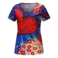 thumbnail image 4 of Womens Plus Size Clearance $5,Women's Plus Size Tops Heart Prints Stripe Cuff Tops V-Neck Short Sleeve Fashion Blouses Cap Sleeve Tops, 4 of 7