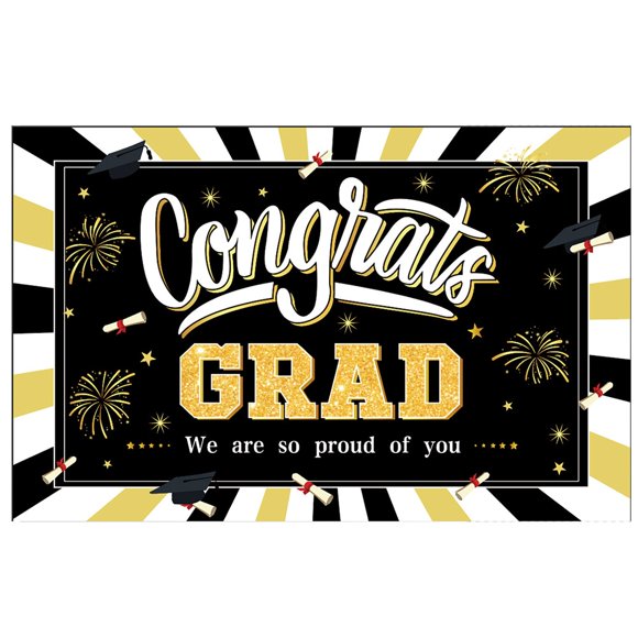 Dainzusyful Classroom Decor Tools Extralarge Congrats Grad Banner 180X110 Cm | Graduation Party Decorations 2023 Black And Gold | Graduation Banner 2023 | Graduation Clof 2023 | Red 2023 Graduatio