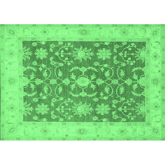 Ahgly Company Indoor Rectangle Oriental Emerald Green Traditional Area Rugs, 5' x 8'