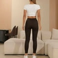 thumbnail image 5 of Fleece Lined Leggings for Women – Thick Winter Warm Thermal High Waisted Tummy Control Workout Yoga Pants Brown XL, 5 of 9