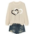 thumbnail image 1 of JAKANYQ T-Shirts pour Femmes Mode Décontractée Col Rond Manches Longues T-Shirt pour Amour Cœur Lettre Couche de Base Confortable et Tendance. pour Usage Quotidien. Tee-Shirt Doux, 1 of 3