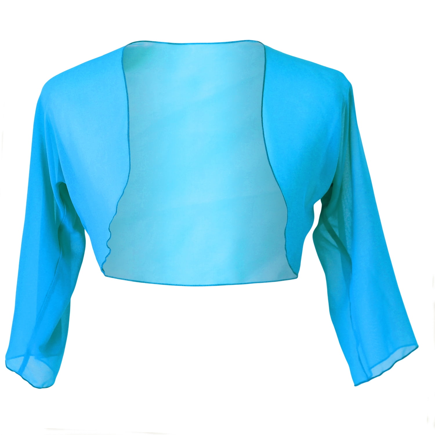 Chiffon 3/4 Sleeve Bolero Shrug Cardigan Top S4XL Malibu Blue,M