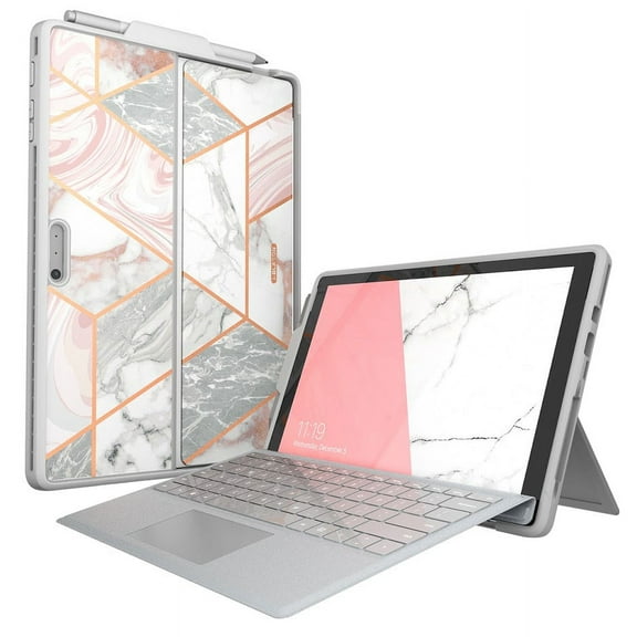 i-Blason Cosmo Case Designed for Microsoft Surface Pro 7 / Pro 6, Slim Glitter Protective Bumper Case Cover with Pencil Holder Compatible with Type Cover Keyboard (Marble)