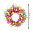 thumbnail image 2 of 18 Inches Tulip Front Door  Decoration, Spring Silk Artificial Flowers with Green Leaves for Window Wall Wedding Valentines and Mother Day Decor, Yellow and Pink Wreath, 2 of 8