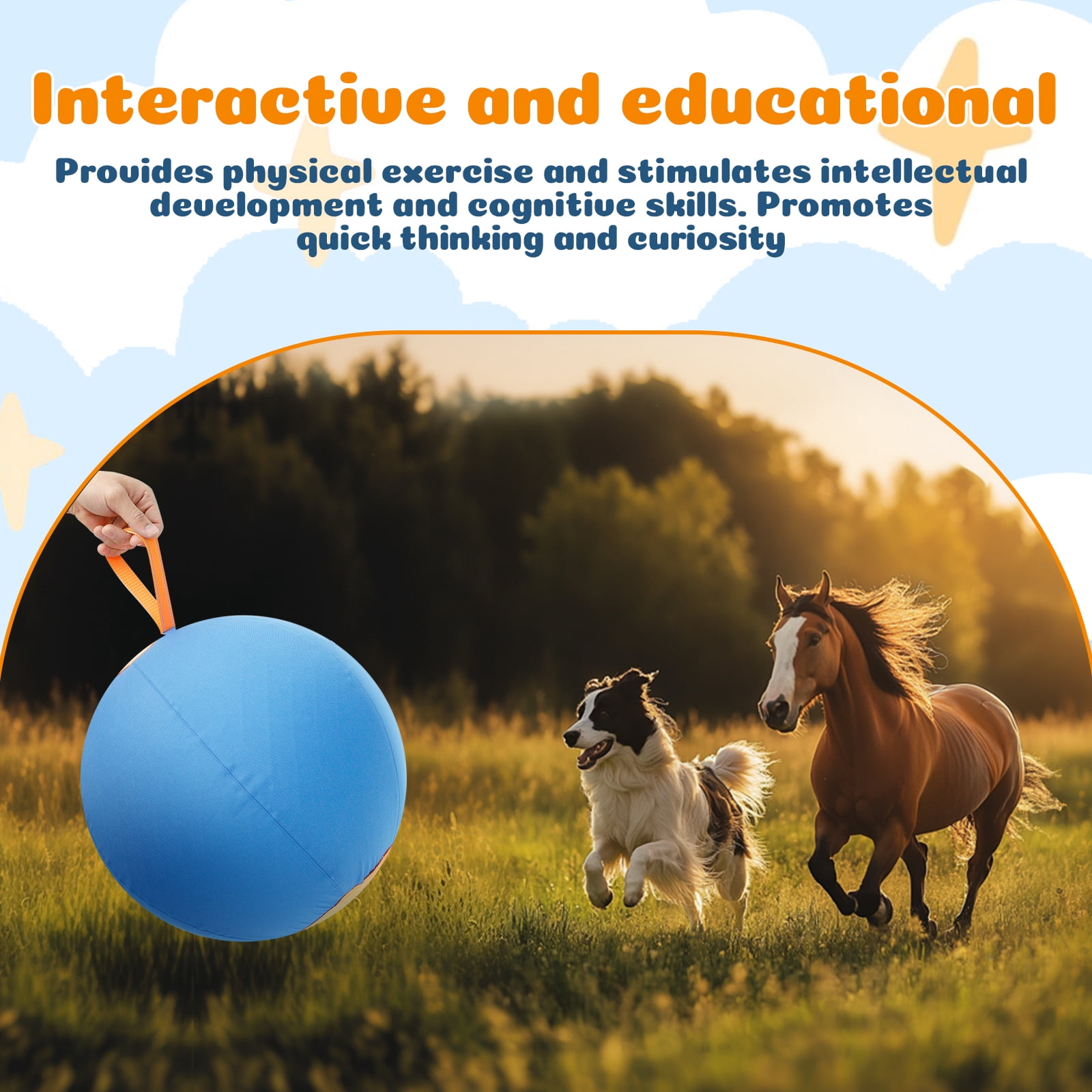 Wekvgz Herding Ball for Dogs 18inch Herding Dog Ball Agility Training Equipment Interactive Herding Horse Ball with Portable Handle Herding Dog Toys for Australian/German Shepherd