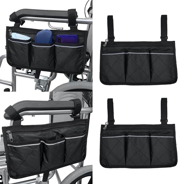 Bolsa para Colgar de la silla de ruedas Baoblaze Organizador lateral para silla de ruedas Negro y café