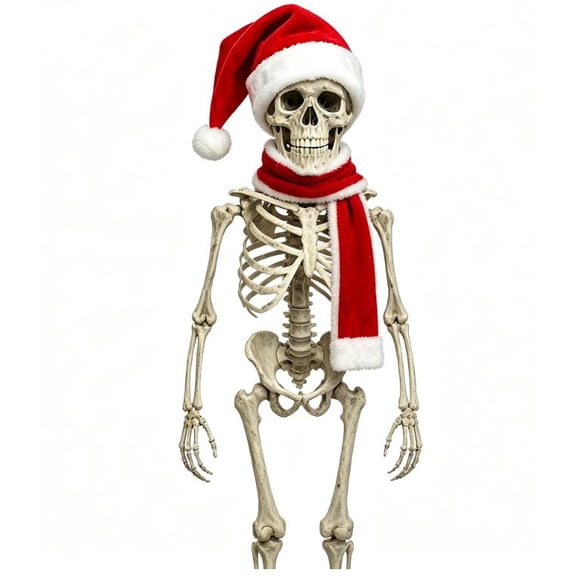 YingYouFu Giant Skeleton Christmas Decoration 12 Foot with Santa Hat and Scarf for Outdoor Holiday Decor Yard Display