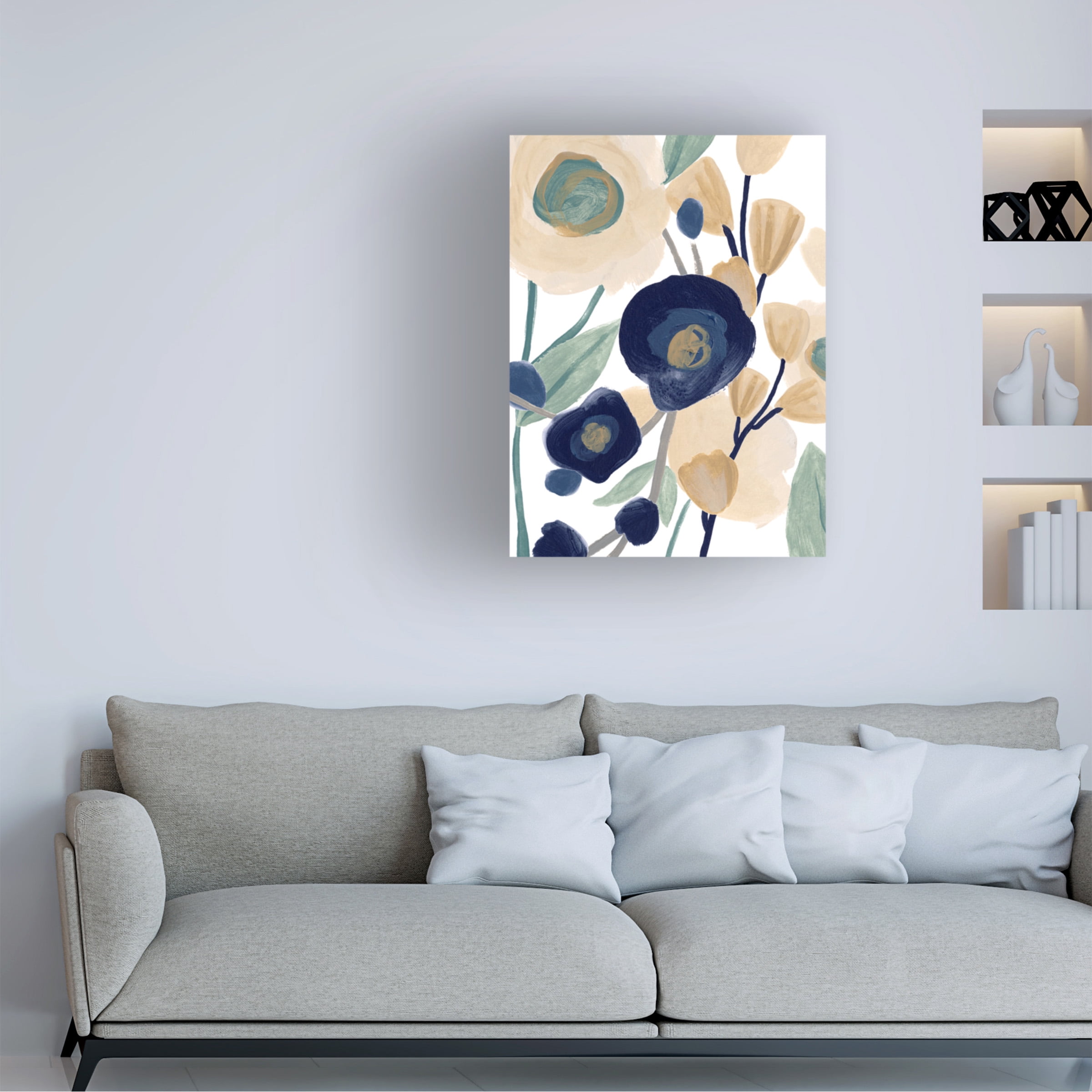 June Erica Vess 'Blue Poppy Cascade II' Canvas Art