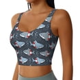 thumbnail image 2 of Fotbe Shark Wearing Swim Ring Sujetador Deportivo Largo sin Aros para Mujer con Almohadillas y Soporte Medio, Transpirable y Absorbente, Camiseta Tipo Chaleco o Tank Top-Large, 2 of 8