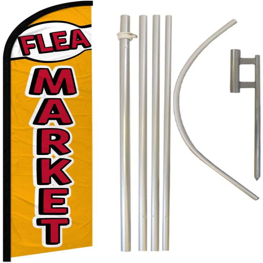 Stores Perfect for Businesses Flea Market Banner Swooper Flag & Pole Kit Infinity Republic Flea Markets Markets etc! 
