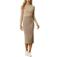 thumbnail image 2 of INSPIRE CHIC Women's Straight Skirt High Waist Midi Sweater Pencil Skirt L Khaki, 2 of 6