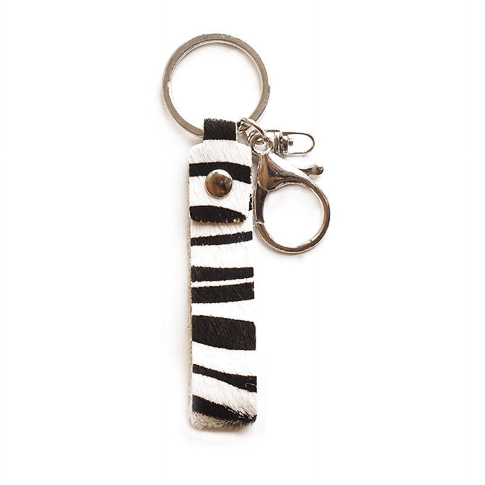 Womens Leather Keychain Animal Print Key Ring Electroplated Handmade Key Chain plus Handbag Pendant Car Key Accessories