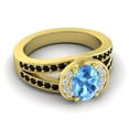 thumbnail image 3 of 2.35 Carat Stunning Oval Cut Blue Topaz & Black Onyx Gemstone Anniversary Ring for Ladies 18K Yellow Gold Size 6.5 by Diamond-Capitals, 3 of 8