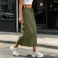 thumbnail image 5 of STETMN Women's Cargo Midi Skirt, Summer Casual Ankle Length Drawstring Waist Skirt with Multi Pockets for Streetwear, 5 of 8