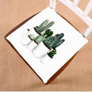YUSDECOR Green Cactus Set In White Pots On White Chair Pads Chair Mat Seat Cushion Chair Cushion Floor Cushion Size 16x16 inches