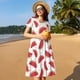 thumbnail image 4 of Easygdp Watermelon para Vestido Transpirable de Mujer, Vestido Suelto de Manga Corta con Pliegues y Bolsillos para el Verano, 4 of 6