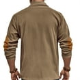thumbnail image 3 of Men's Long Sleeve Sweatshirt Corduroy Spread Collar Elbow Panel Button Up Ribbed Pullover for Men with Elbow Patches Brown 3XL, 3 of 7