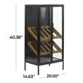 thumbnail image 5 of DecMode 21" x 40" Black Metal 10 Bottle Standing Wine Rack with Wine Glass Holders and Wood Accents, 1-Piece, 5 of 12