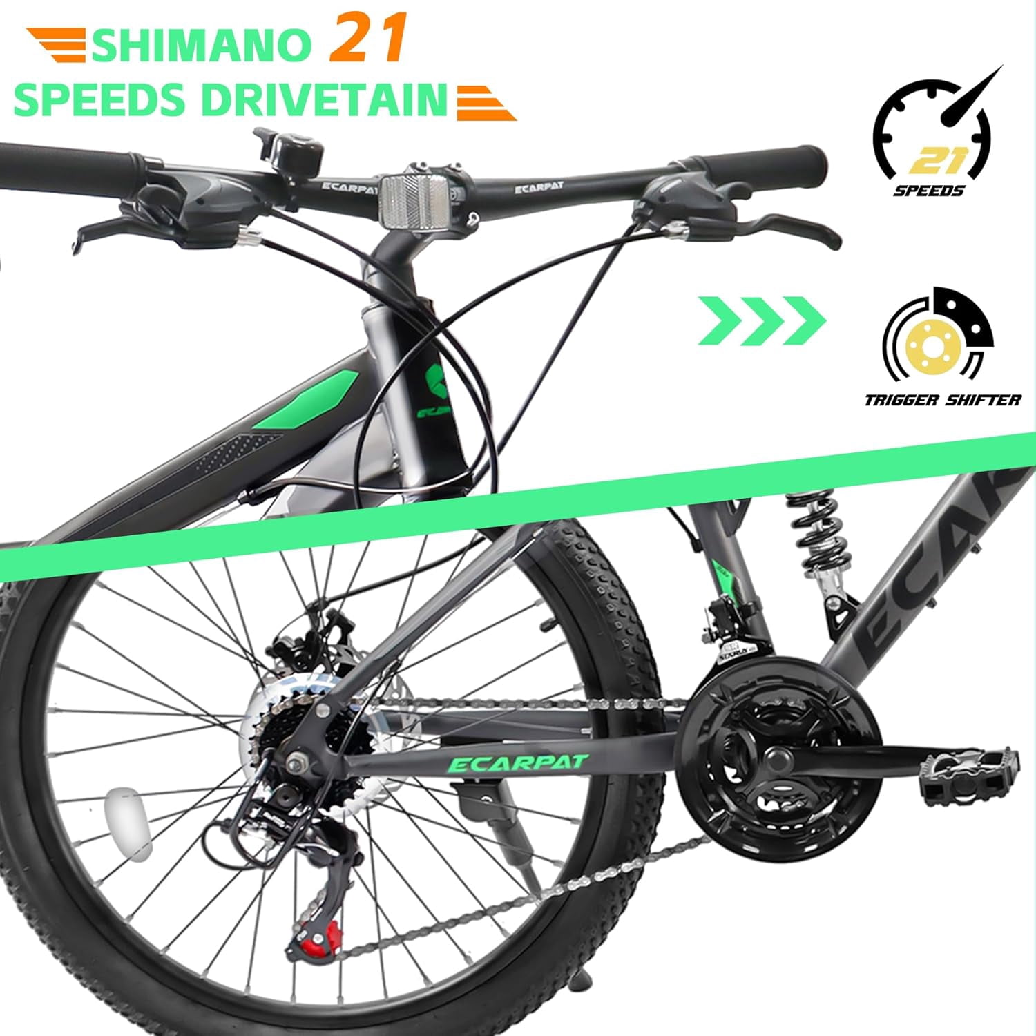 Ambifirner 24 Inch Adult Bike, 21 Speed Commuter Bicycle, Bicycle for Women and Men with High-Carbon Steel 24 Speed Mountain Urban Bike