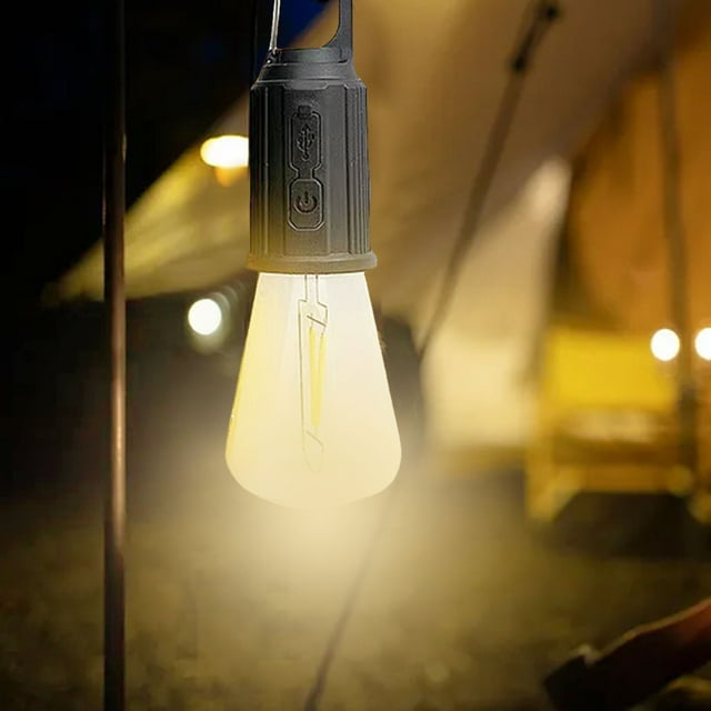 Outdoor Camping Hanging Type C Charging Retro Bulb Light LED Bulb Home Emergency Lamp Camping Tent with Tungsten Wire