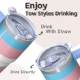 thumbnail image 4 of 20oz Insulated Double Wall Tumbler with Handle and Straw, Geometric Stainless Steel Travel Coffee Mug Leak-Proof Lid, 4 of 5