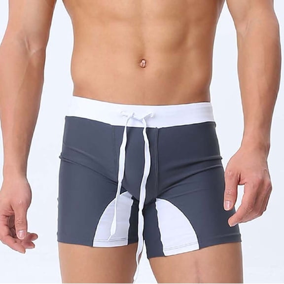 Fnooota Men's Swim Trunks, Drawstring Quick Dry Beach Summer Swimwear Shorts Board Shorts Gray Size M-2XL