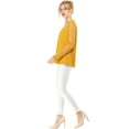thumbnail image 5 of INSPIRE CHIC Women's Round Neck Casual Blouses Lace Floral Long Sleeve Chiffon Tops L Yellow, 5 of 9