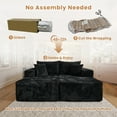 thumbnail image 3 of Toject 75" Oversized Double Chaise Lounge Sofa, No Assembly Required Sectional Sofa Bed, Modern Sleeper Sofa for Living Room (Black,Plush Corduroy Fabric), 3 of 8