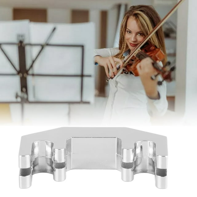 Violin Practice Mute, Silver Color Metal Violin Silencer Wear Resistance Compatibility Volume Reduction for 1/2 4/4 Violins