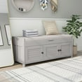 thumbnail image 1 of Homy Casa Storage Bench with 3 Shutter Doors & Removable Cushion, Gray Wash, 1 of 12