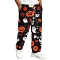 thumbnail image 4 of GrmtClth Casual Pants For Men Plus Size Halloween Theme Printed Cuffed Jogger Sweatpants Elastic Ankle Cuffs Multi Storage Pockets Outdoor Holiday Wear Gray S, 4 of 4