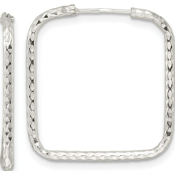 Sterling Silver Polished D/C Square Endless Hoop Earrings (23.8 X 22.75) Made In India qe15829