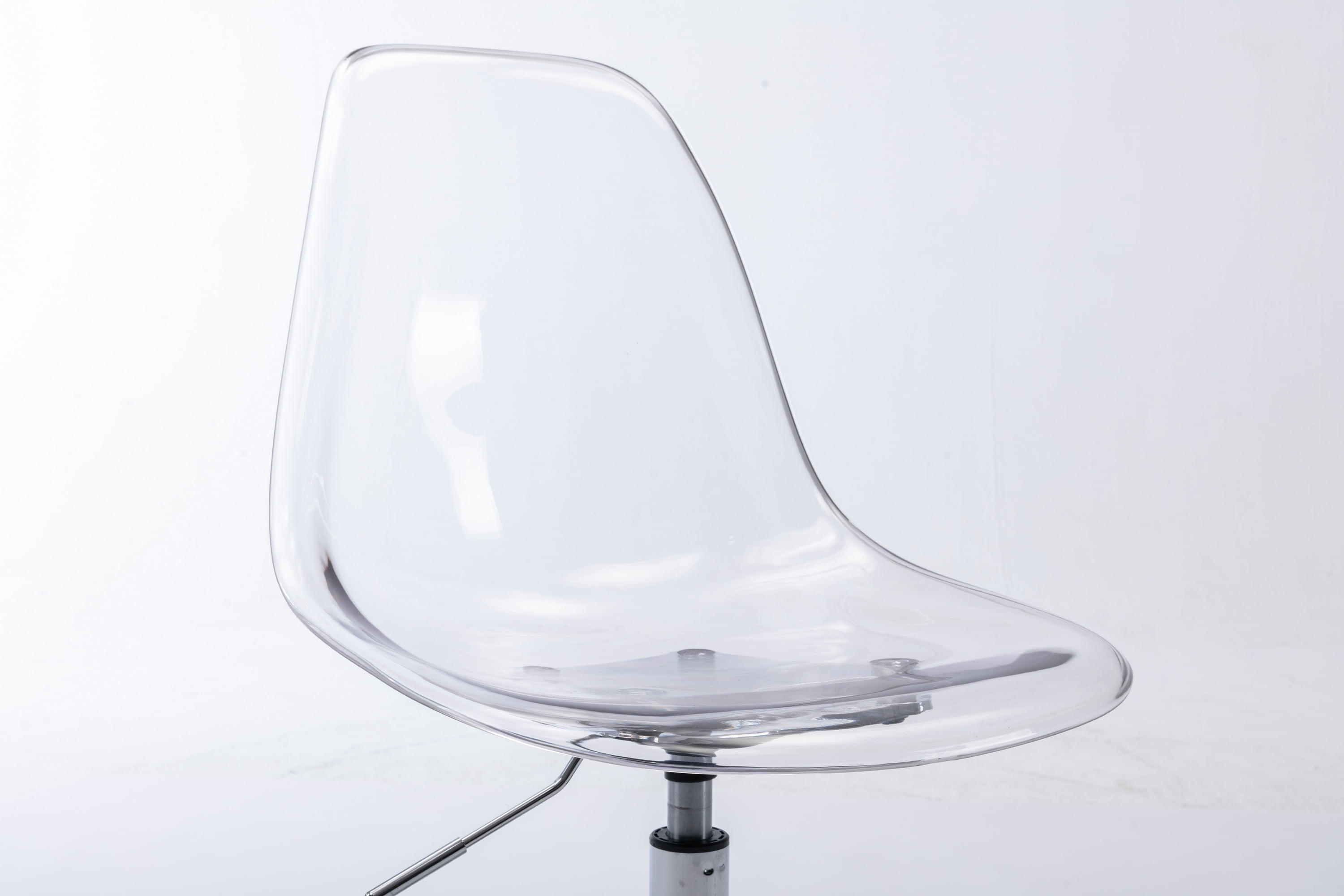 Luccalily Clear Acrylic Rolling Chair,Modern Small Cute Armless Vanity Rolling Plastic Chair Home Office Lucite Ghost Chairs with Adjustable Height and Wheels