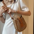 thumbnail image 4 of Bolsos de hombro para mujer Bolso bandolera tejido de verano de paja Bolsos tipo satchel de playa (Caqui), 4 of 7